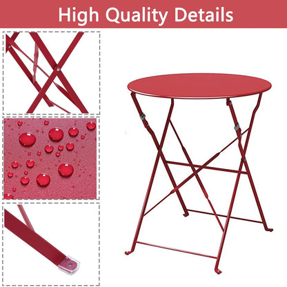 Ensemble de bistro pliable en métal 3 pièces, ensemble de conversation résistant aux intempéries pour l'intérieur et l'extérieur, pour patio, jardin, cour.