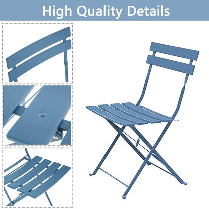 Ensemble de bistro pliable en métal 3 pièces, ensemble de conversation résistant aux intempéries pour l'intérieur et l'extérieur, pour patio, jardin, cour.