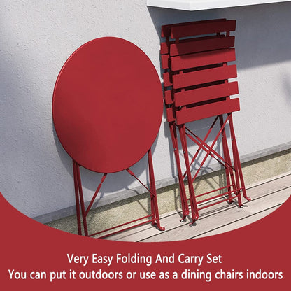 Ensemble de bistro pliable en métal 3 pièces, ensemble de conversation résistant aux intempéries pour l'intérieur et l'extérieur, pour patio, jardin, cour.