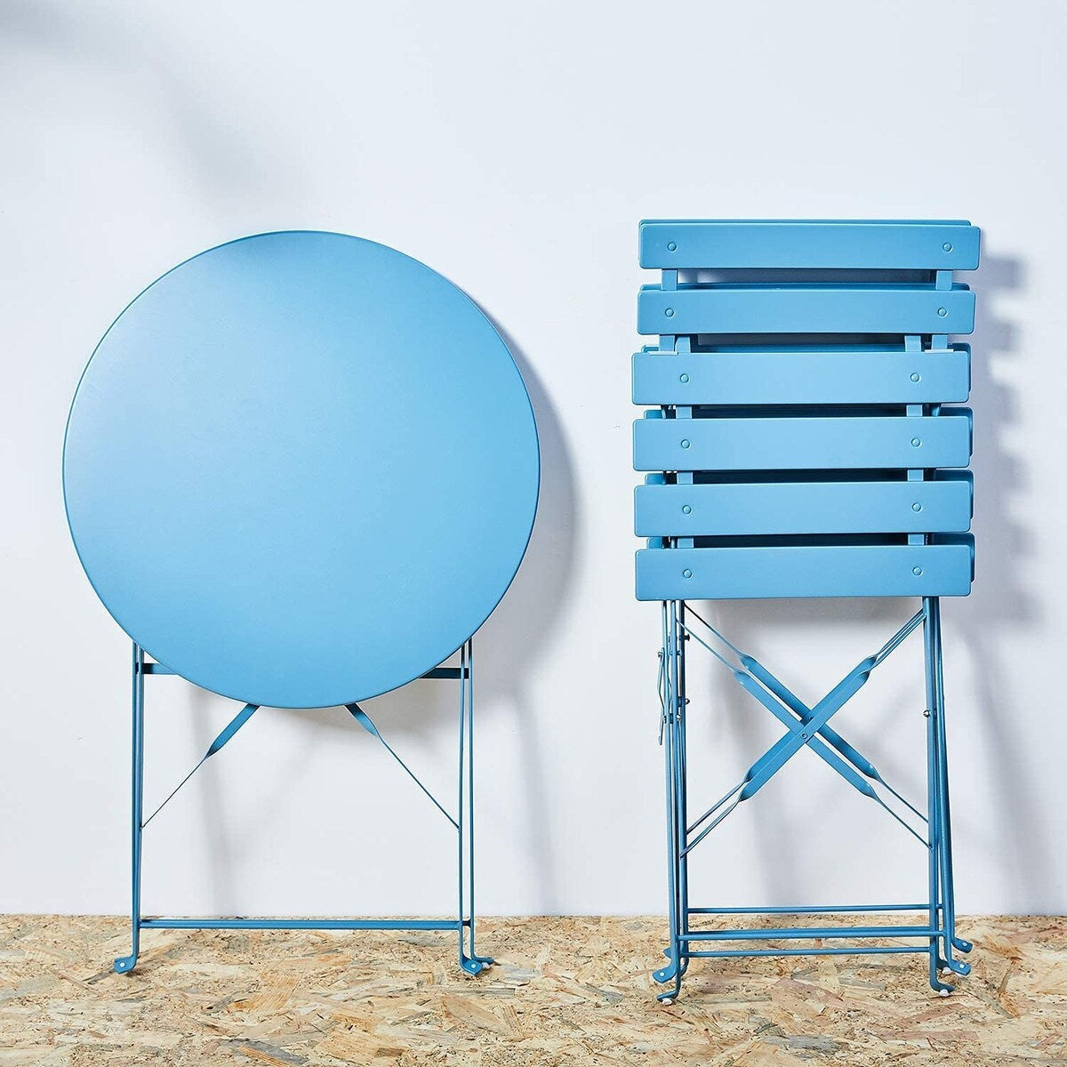 Ensemble de bistro pliable en métal 3 pièces, ensemble de conversation résistant aux intempéries pour l'intérieur et l'extérieur, pour patio, jardin, cour.