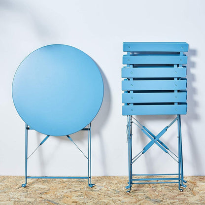 Ensemble de bistro pliable en métal 3 pièces, ensemble de conversation résistant aux intempéries pour l'intérieur et l'extérieur, pour patio, jardin, cour.