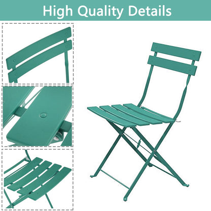 Ensemble de bistro pliable en métal 3 pièces, ensemble de conversation résistant aux intempéries pour l'intérieur et l'extérieur, pour patio, jardin, cour.