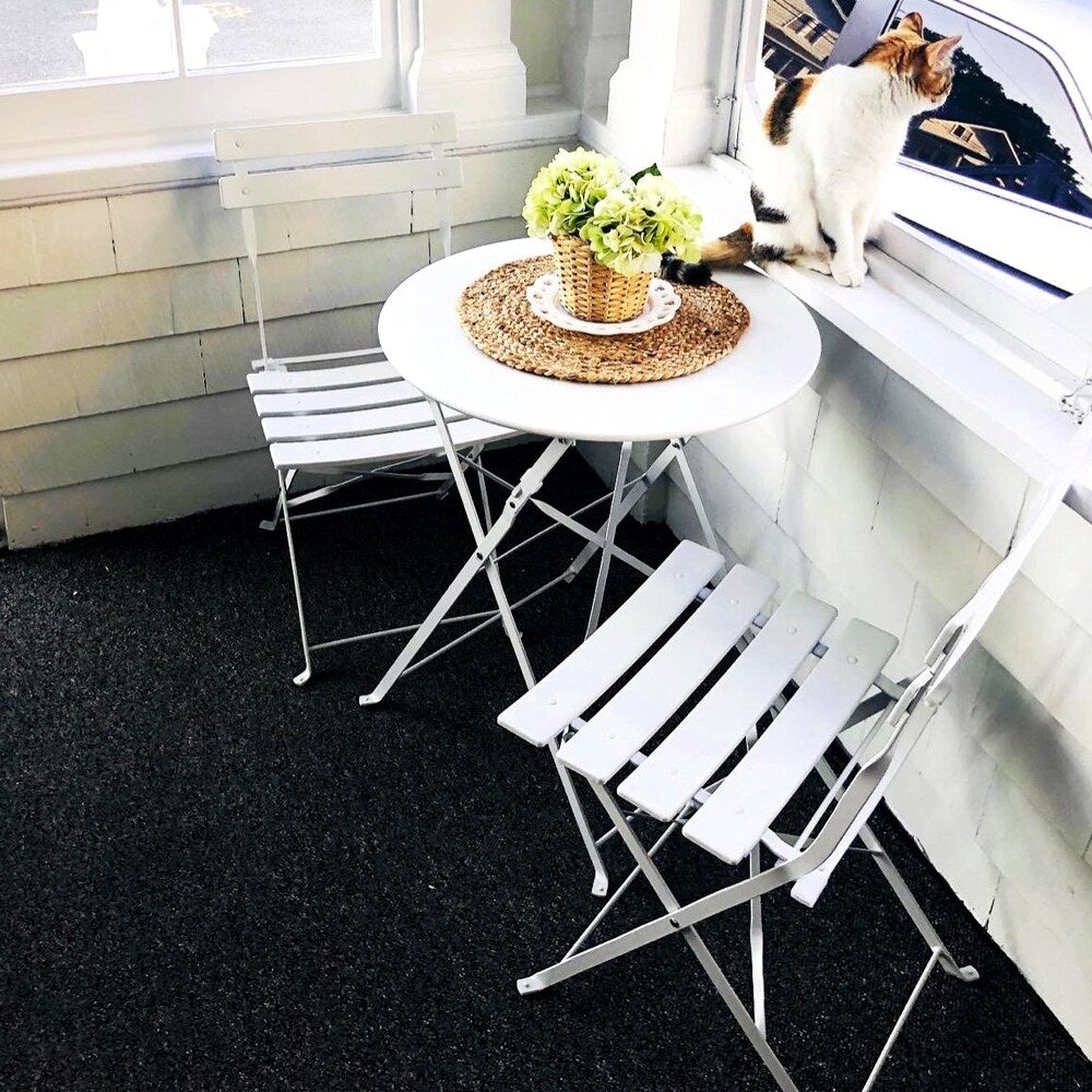 Ensemble de bistro pliable en métal 3 pièces, ensemble de conversation résistant aux intempéries pour l'intérieur et l'extérieur, pour patio, jardin, cour.