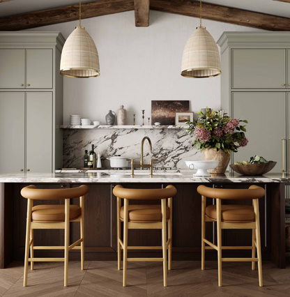 Tabouret de bar Para en cuir végétalien, cognac