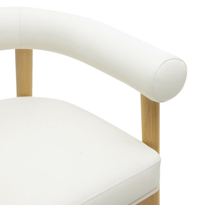 Tabouret de bar Para en cuir végétalien, blanc