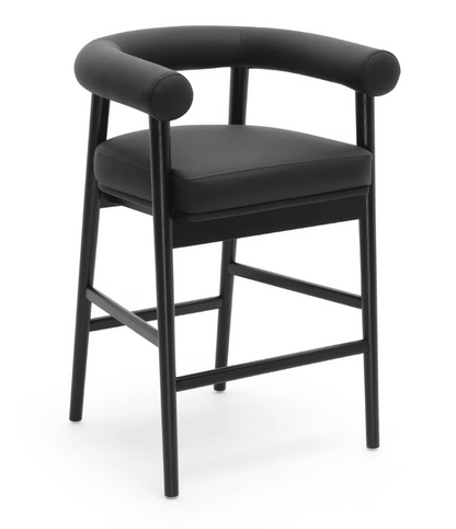 Tabouret de bar Para en cuir végétalien, noir