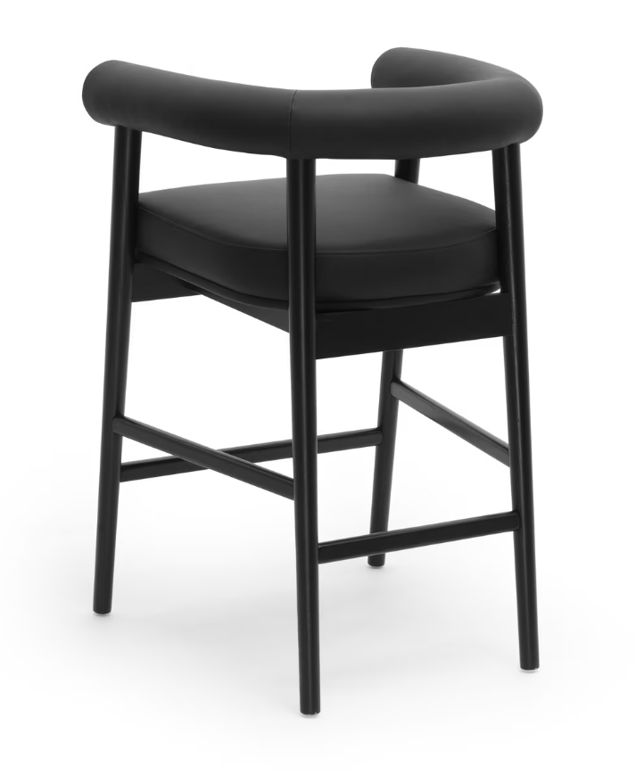 Tabouret de bar Para en cuir végétalien, noir