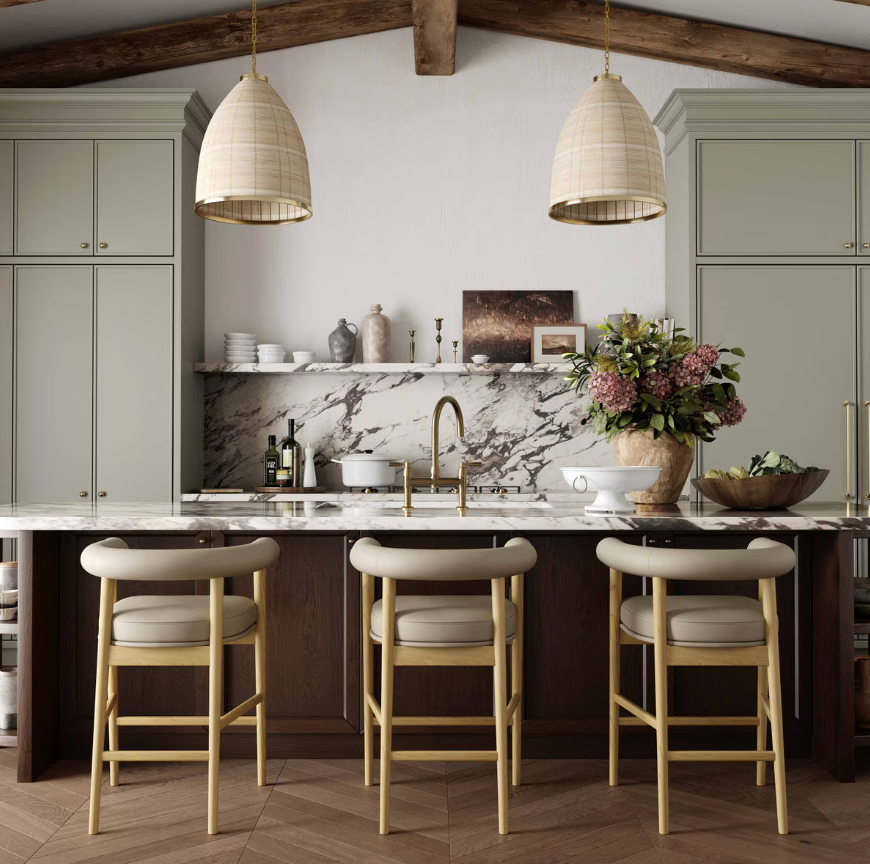 Tabouret de bar Para en cuir végétalien, taupe