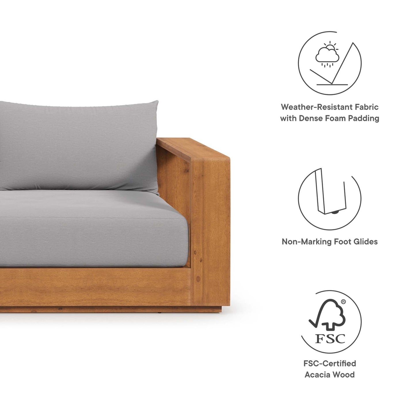 Ensemble de meubles de jardin en acacia Tahoe, 5 pièces