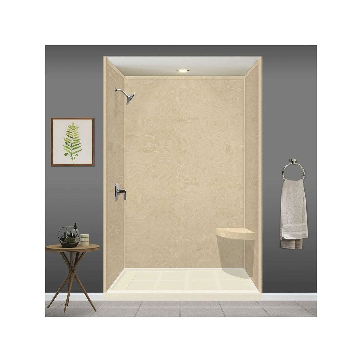 Transolid Studio, siège de douche d'angle mural en surface solide, 35,5 x 35,5 cm - 36,8 x 36,2 x 7,6 cm