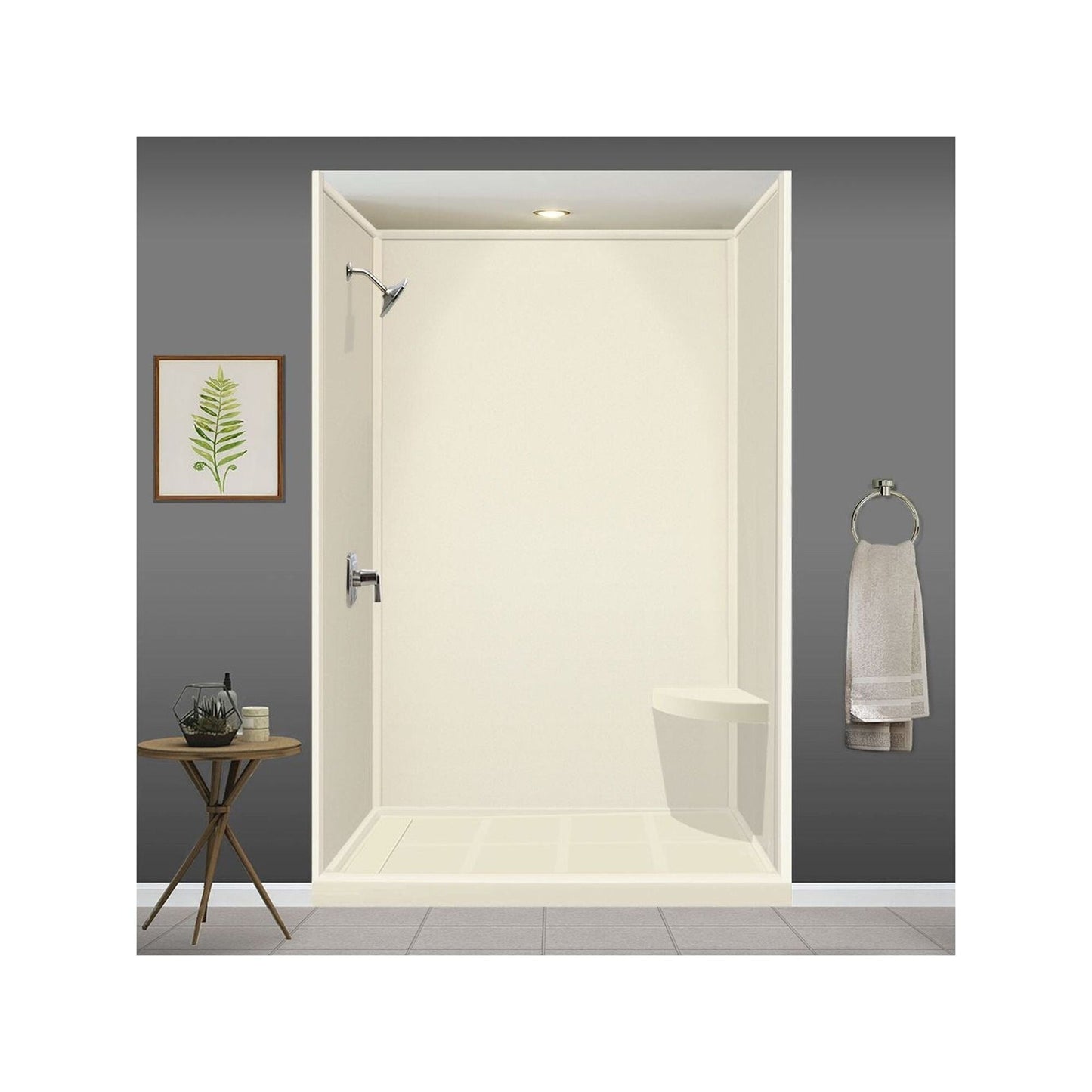 Transolid Studio, siège de douche d'angle mural en surface solide, 35,5 x 35,5 cm - 36,8 x 36,2 x 7,6 cm
