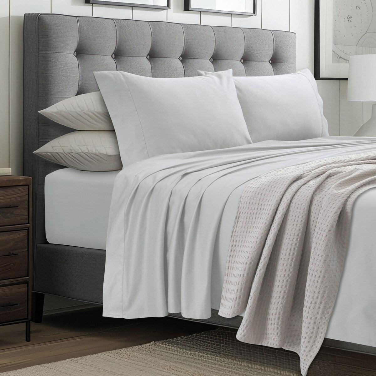 Jeu de draps en coton égyptien 1000 fils avec poches extra-profondes de Tribeca Living