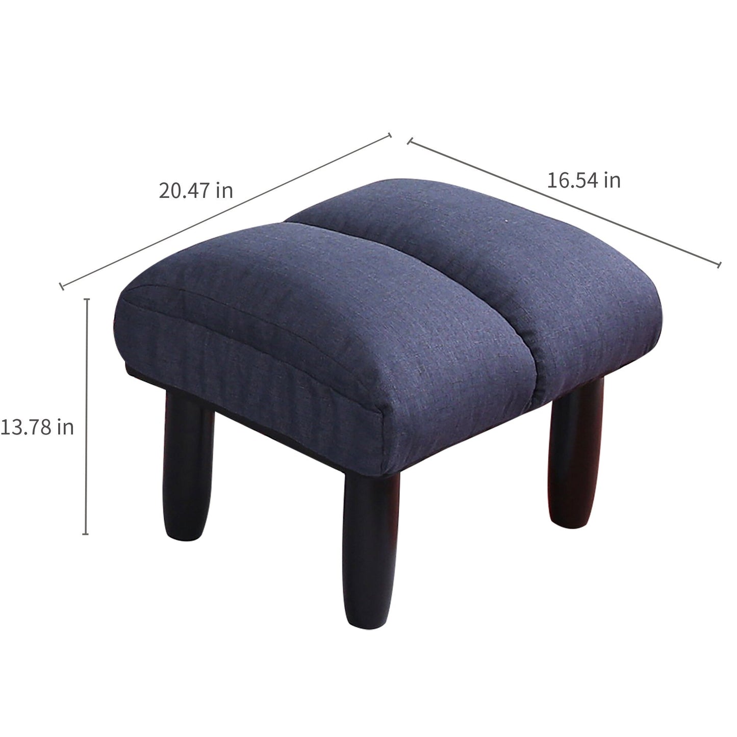 Ensemble de fauteuil inclinable sans accoudoirs, recouvert de tissu, avec repose-pieds et repose-tête réglable.