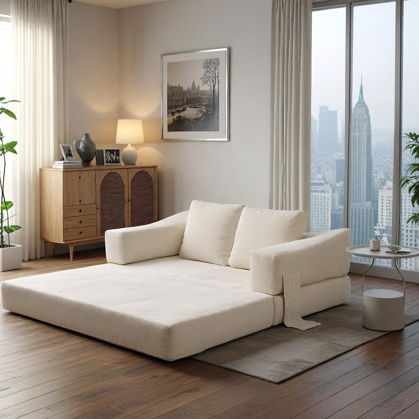 Canapé-lit convertible rembourré de 70,87 pouces, chaise convertible, canapé de sol confortable pour salon, chambre à coucher, tissu chenille