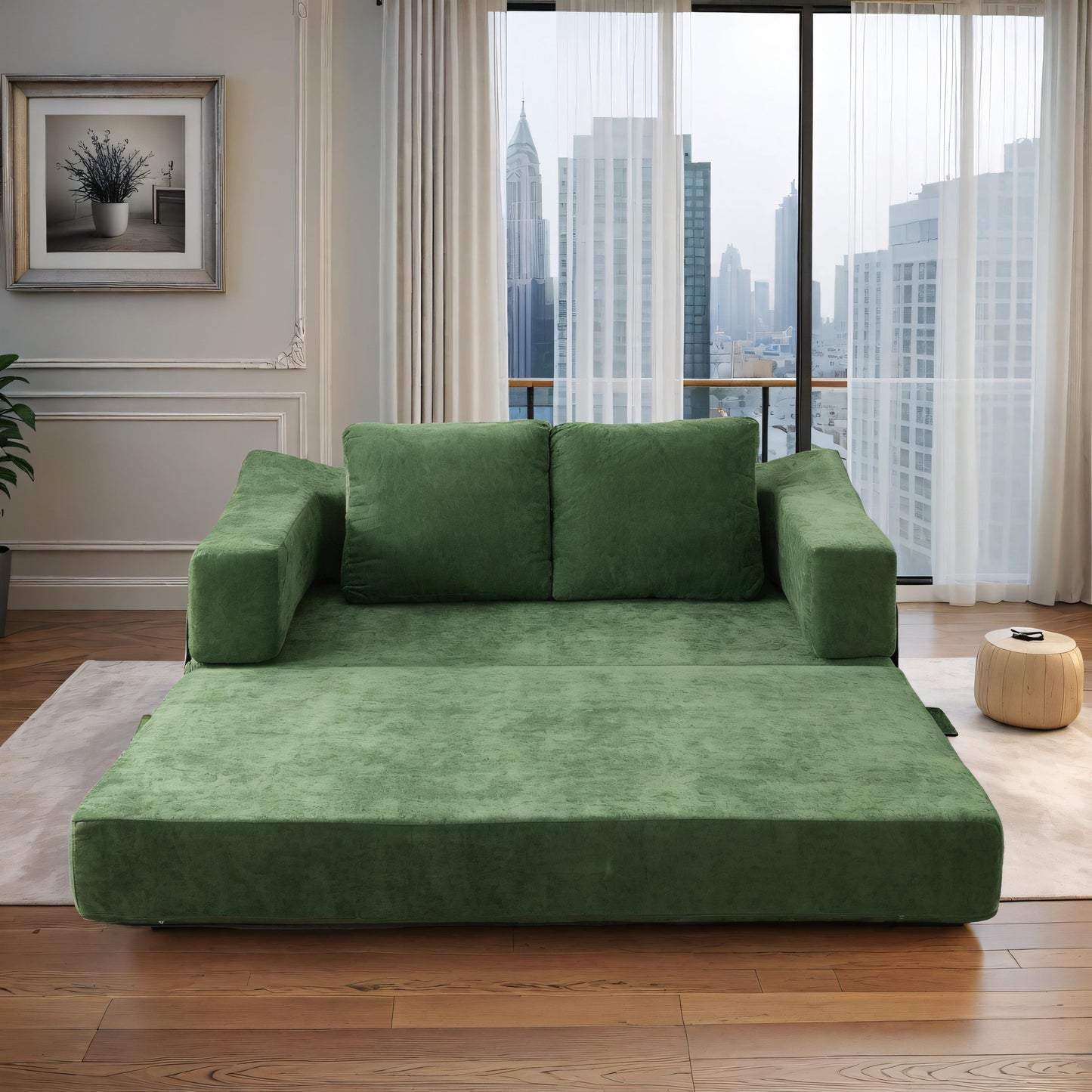 Canapé-lit convertible rembourré de 70,87 pouces, chaise convertible, canapé de sol confortable pour salon, chambre à coucher, tissu chenille