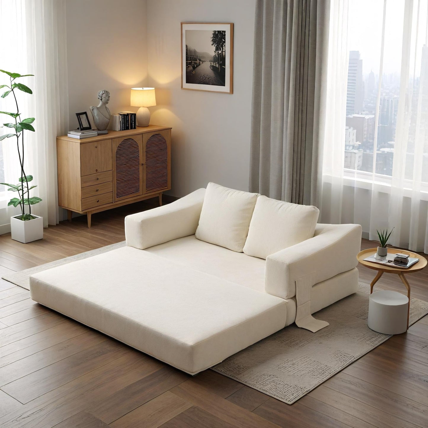 Canapé-lit convertible rembourré de 70,87 pouces, chaise convertible, canapé de sol confortable pour salon, chambre à coucher, tissu chenille