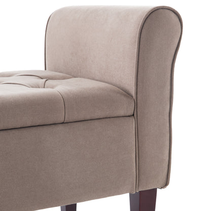 Banc de rangement capitonné, banc avec accoudoirs, banc d'entrée avec couvercle rabattable, 50,4 pouces.
