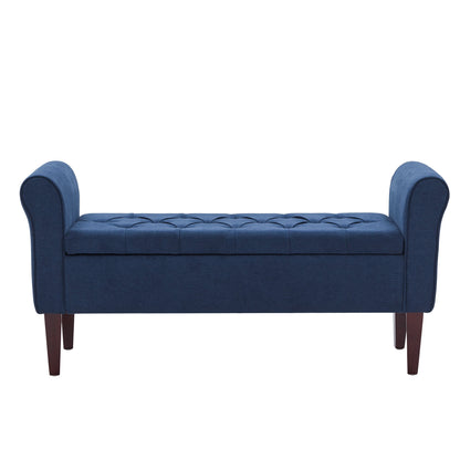 Banc de rangement capitonné, banc avec accoudoirs, banc d'entrée avec couvercle rabattable, 50,4 pouces.