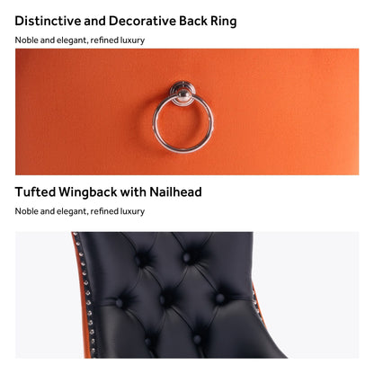 Lot de 6 chaises de salle à manger en velours capitonné avec pieds en bois massif.