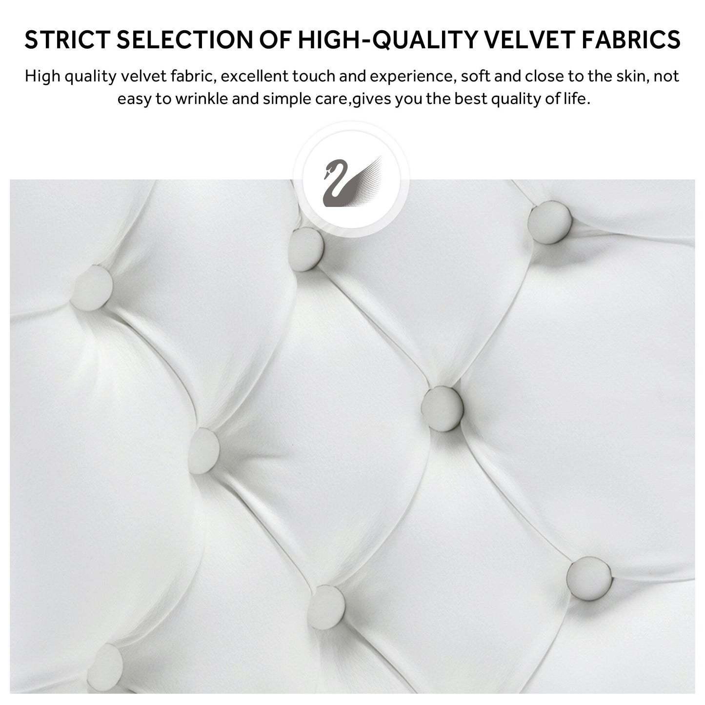 Lot de 6 chaises de salle à manger en velours capitonné avec pieds en bois massif.