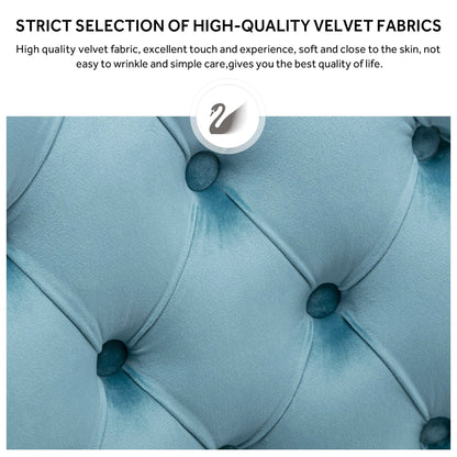 Lot de 6 chaises de salle à manger en velours capitonné avec pieds en bois massif.