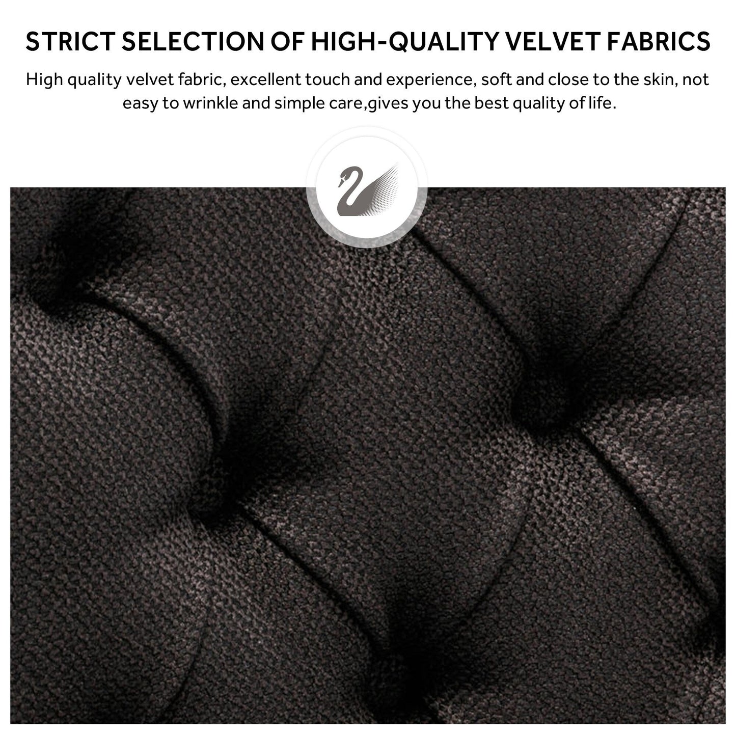 Lot de 6 chaises de salle à manger en velours capitonné avec pieds en bois massif.