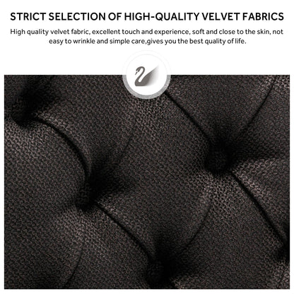 Lot de 6 chaises de salle à manger en velours capitonné avec pieds en bois massif.