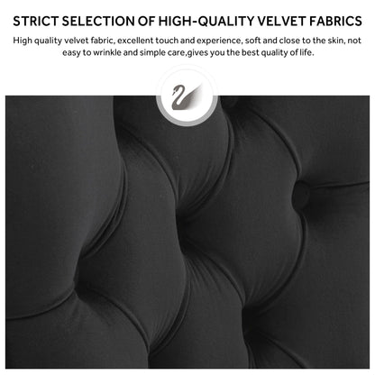 Lot de 6 chaises de salle à manger en velours capitonné avec pieds en bois massif.