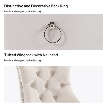 Lot de 6 chaises de salle à manger en velours capitonné avec pieds en bois massif.