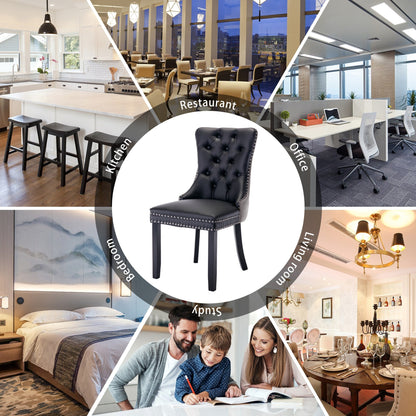 Lot de 6 chaises de salle à manger en velours capitonné avec pieds en bois massif.