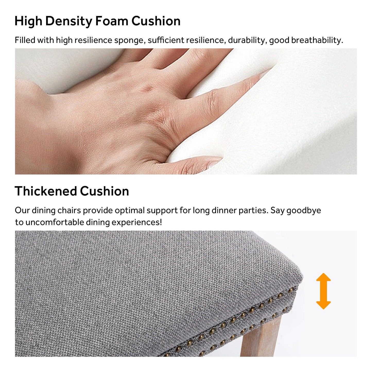 Lot de 6 chaises de salle à manger en velours capitonné avec pieds en bois massif.