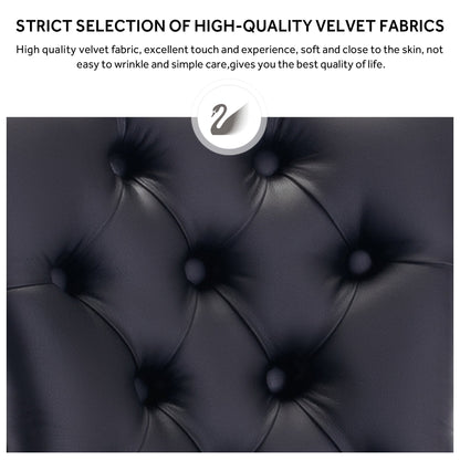 Lot de 6 chaises de salle à manger en velours capitonné avec pieds en bois massif.