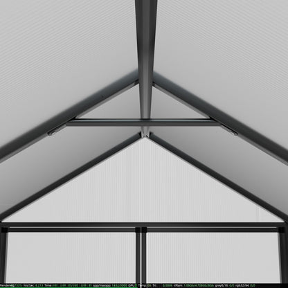 VEIKOUS Kit de serre de jardin en aluminium avec porte verrouillable et fenêtre de toit réglable, gris.