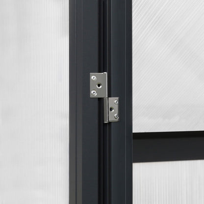 VEIKOUS Kit de serre de jardin en aluminium avec porte verrouillable et fenêtre de toit réglable, gris.