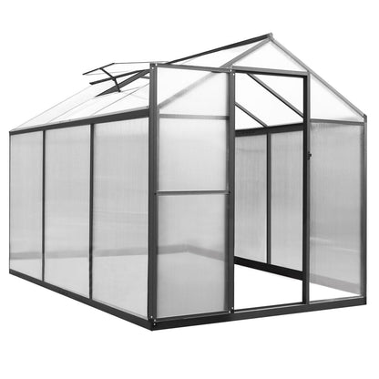 VEIKOUS Kit de serre de jardin en aluminium avec porte verrouillable et fenêtre de toit réglable, gris.