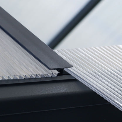 VEIKOUS Kit de serre de jardin en aluminium avec porte verrouillable et fenêtre de toit réglable, gris.