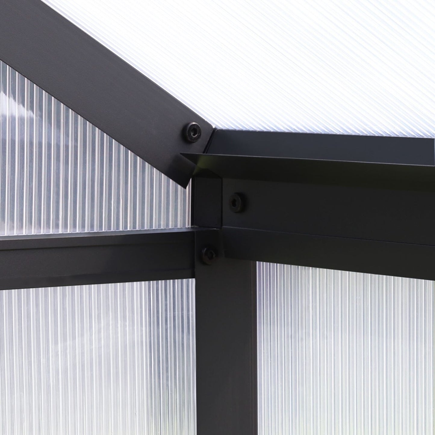 VEIKOUS Kit de serre de jardin en aluminium avec porte verrouillable et fenêtre de toit réglable, gris.