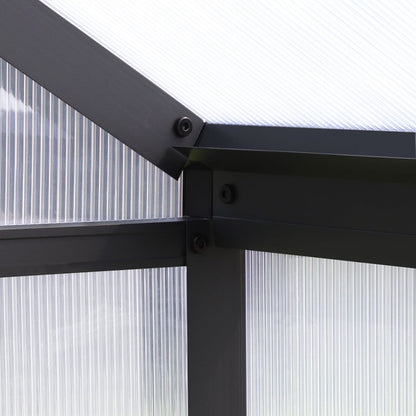 VEIKOUS Kit de serre de jardin en aluminium avec porte verrouillable et fenêtre de toit réglable, gris.