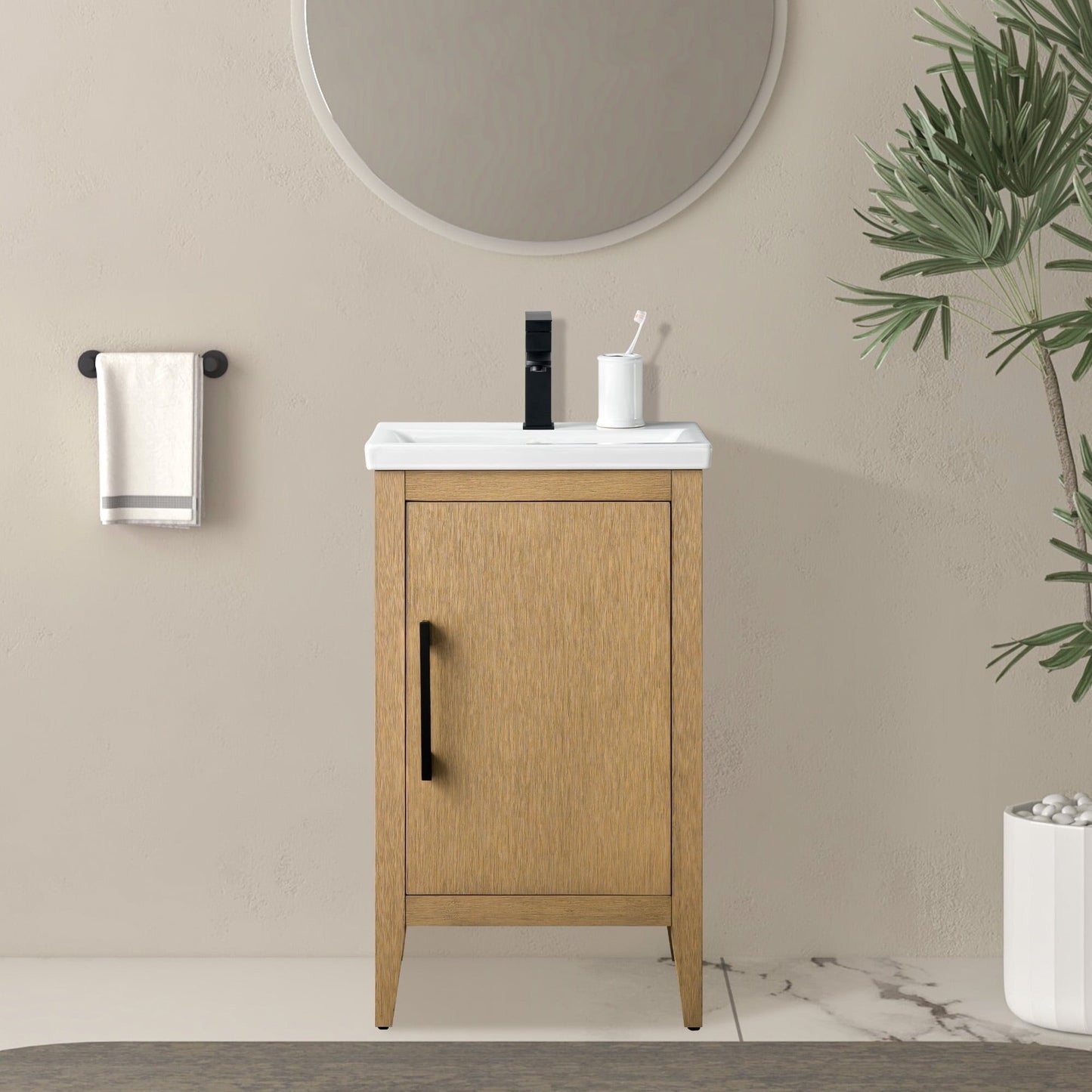 Meuble-lavabo de salle de bain Vanity Art avec lavabo simple, plateau en céramique, disponible en 20, 24 ou 30 pouces.