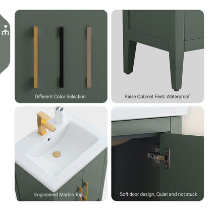 Meuble-lavabo de salle de bain Vanity Art avec lavabo simple, plateau en céramique, disponible en 20, 24 ou 30 pouces.