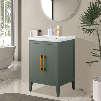 Meuble-lavabo de salle de bain Vanity Art avec lavabo simple, plateau en céramique, disponible en 20, 24 ou 30 pouces.