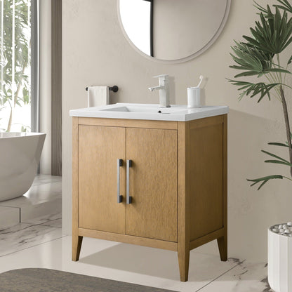 Meuble-lavabo de salle de bain Vanity Art avec lavabo simple, plateau en céramique, disponible en 20, 24 ou 30 pouces.