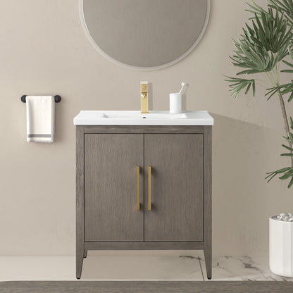 Meuble-lavabo de salle de bain Vanity Art avec lavabo simple, plateau en céramique, disponible en 20, 24 ou 30 pouces.