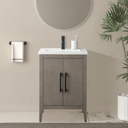 Meuble-lavabo de salle de bain Vanity Art avec lavabo simple, plateau en céramique, disponible en 20, 24 ou 30 pouces.