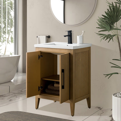 Meuble-lavabo de salle de bain Vanity Art avec lavabo simple, plateau en céramique, disponible en 20, 24 ou 30 pouces.