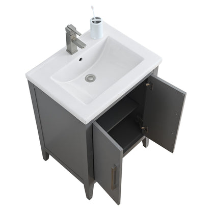 Meuble-lavabo de salle de bain Vanity Art avec lavabo simple, plateau en céramique, disponible en 20, 24 ou 30 pouces.