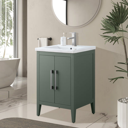 Meuble-lavabo de salle de bain Vanity Art avec lavabo simple, plateau en céramique, disponible en 20, 24 ou 30 pouces.