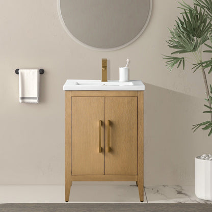Meuble-lavabo de salle de bain Vanity Art avec lavabo simple, plateau en céramique, disponible en 20, 24 ou 30 pouces.
