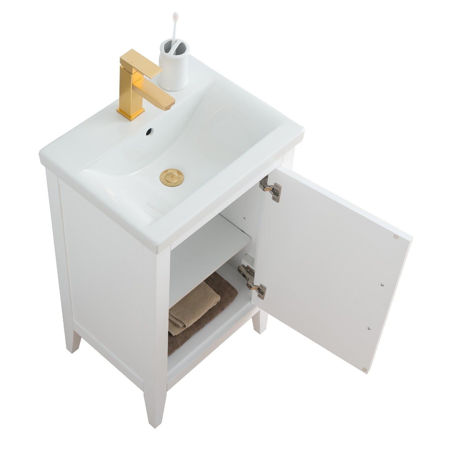Meuble-lavabo de salle de bain Vanity Art avec lavabo simple, plateau en céramique, disponible en 20, 24 ou 30 pouces.