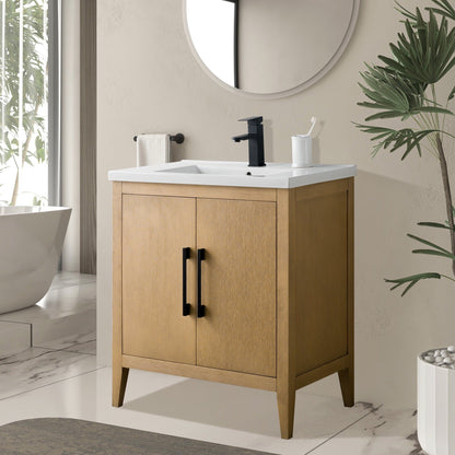 Meuble-lavabo de salle de bain Vanity Art avec lavabo simple, plateau en céramique, disponible en 20, 24 ou 30 pouces.